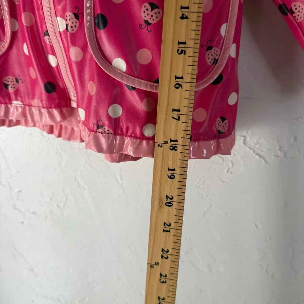 OshKosh B'gosh Y2k Vintage Girls Pink Ladybug Polka Dot‎ Raincoat Jacket Size 5